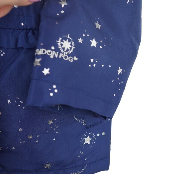 London Fog Starry Night Jacket 2T Navy Blue With Fleece Lining & Hood - Picture 4 of 7